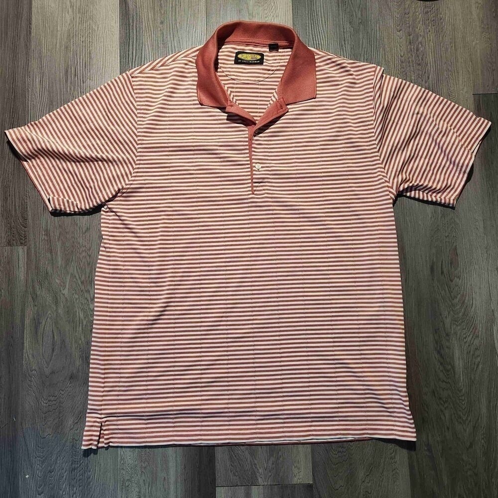 Greg Norman Mens Striped Golf Polo Large
